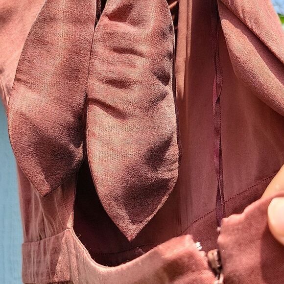 NWOT! $198 Chenara DODGE LARA Tie-up Strap Jumpsuit 100% Silk Rust color Sz 8 - Picture 7 of 11